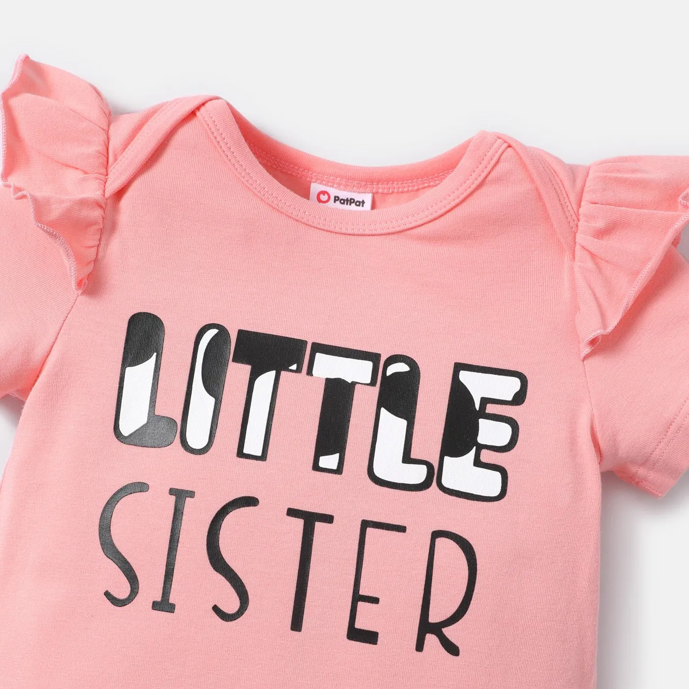3pcs Baby Girl Cotton Short-sleeve Letter Graphic Romper and Cow Print Naia™ Shorts & Headband Set