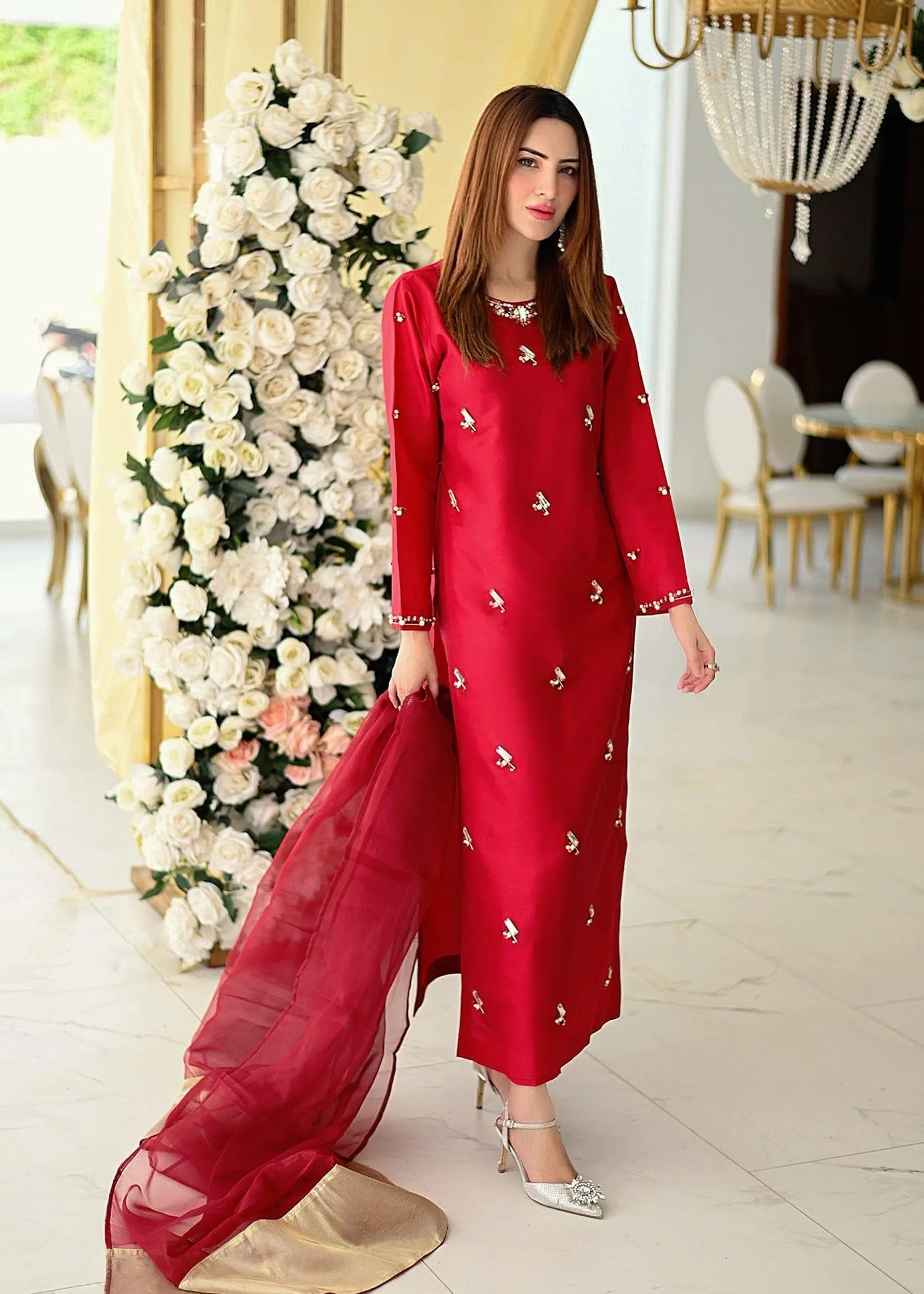 Allure by Ih - ROSA - Katan Silk - Maroon - 3 Piece