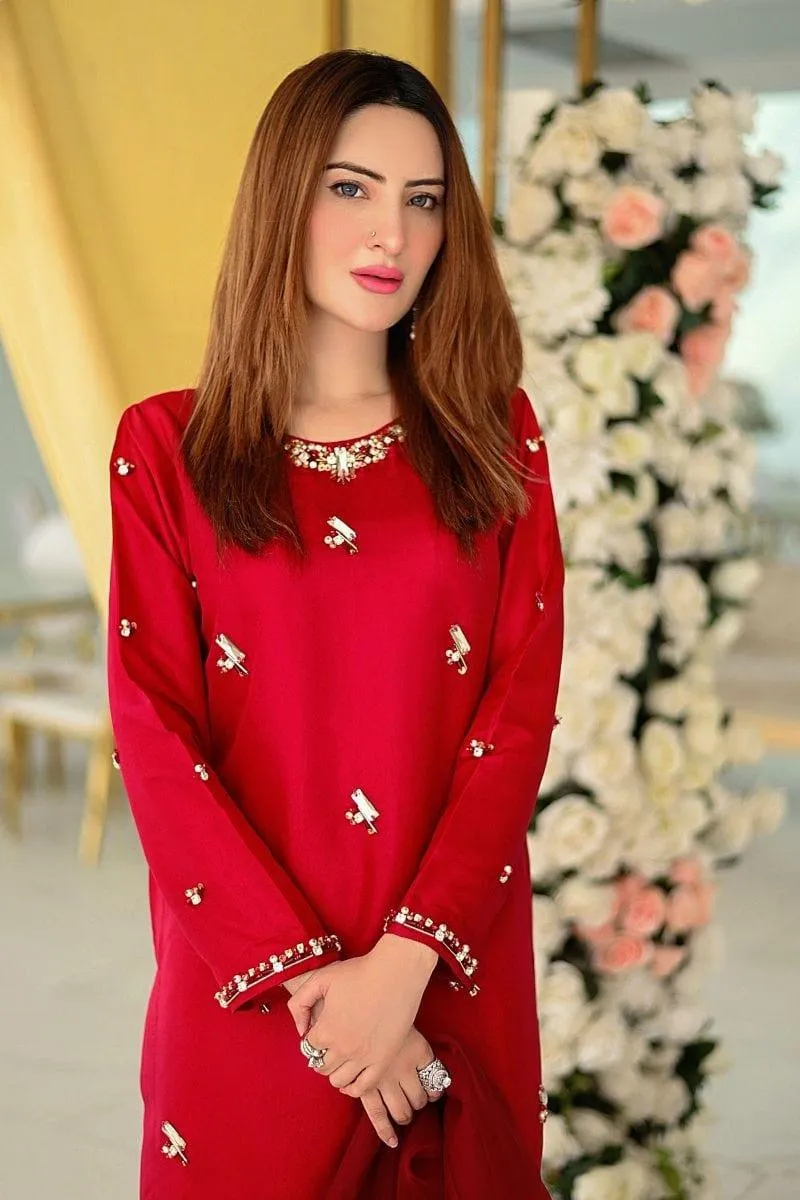Allure by Ih - ROSA - Katan Silk - Maroon - 3 Piece