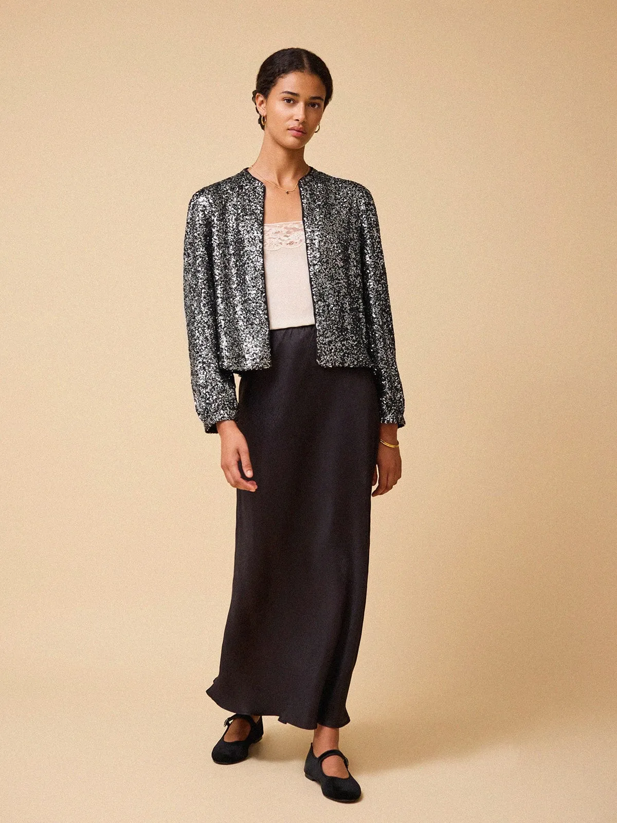 Amira Sequin Jacket - Black