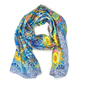 Anna Nova Paisley Patchwork Scarf - Blue Mix