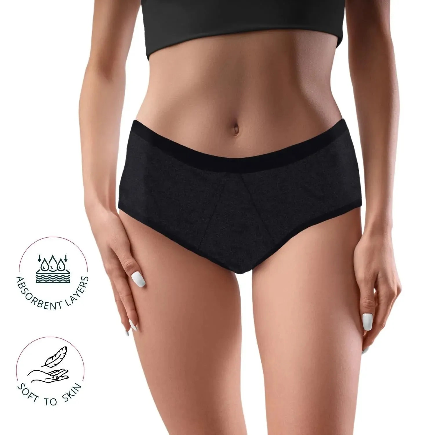 Antimicrobial Lining Leak Proof Period Underwear | Dark Grey | Reusable | No Pad Needed Pack-of-2