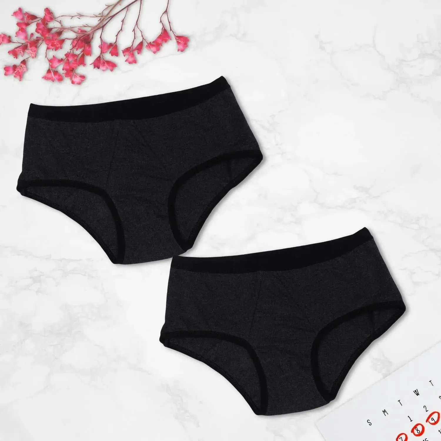 Antimicrobial Lining Leak Proof Period Underwear | Dark Grey | Reusable | No Pad Needed Pack-of-2