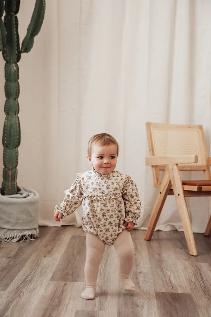 Baby Cotton Bubble Romper Dressy Sleeve Viola with Headbow