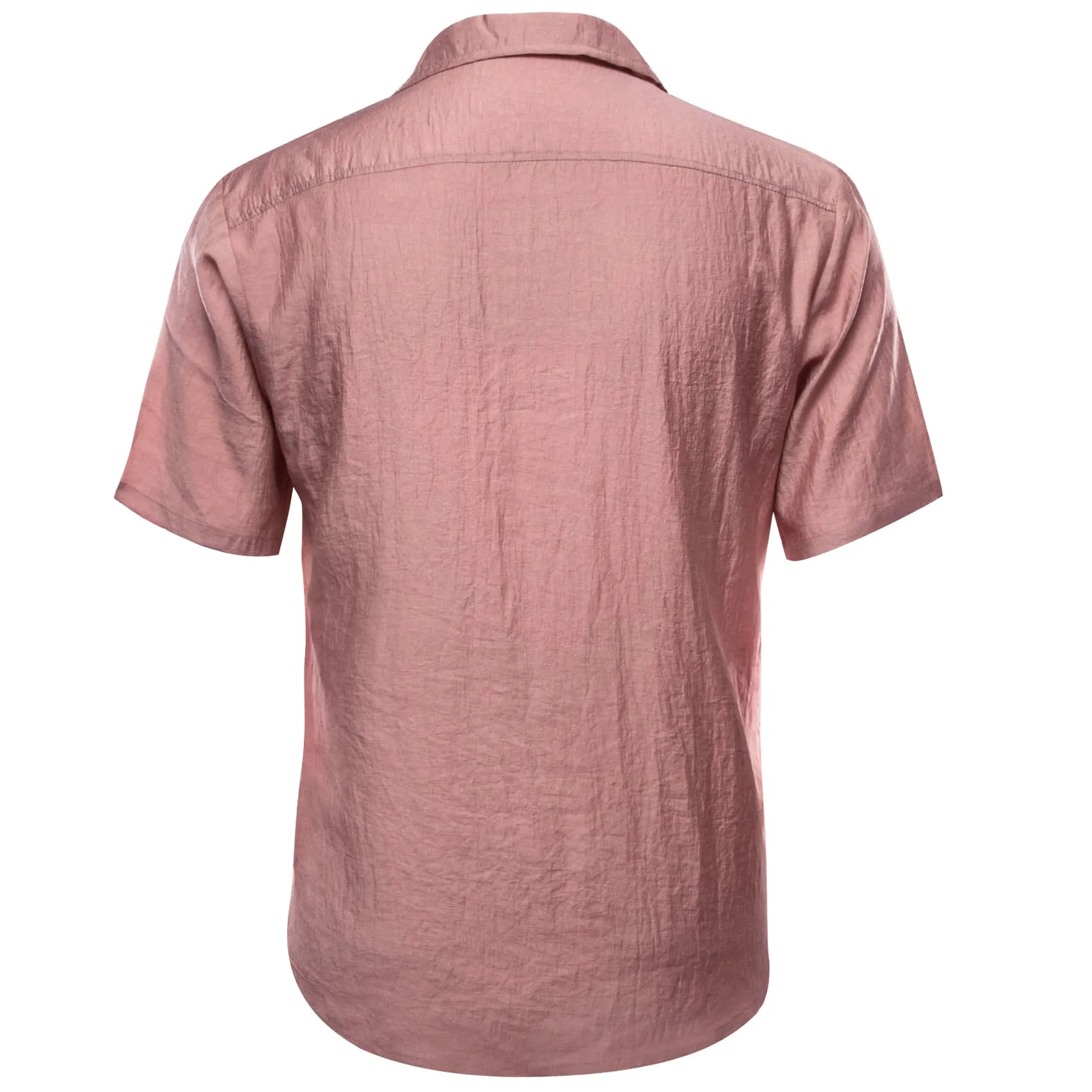 Barry Wang Shirt RosyBrown Pink Solid Button Up Short Sleeves Shirt