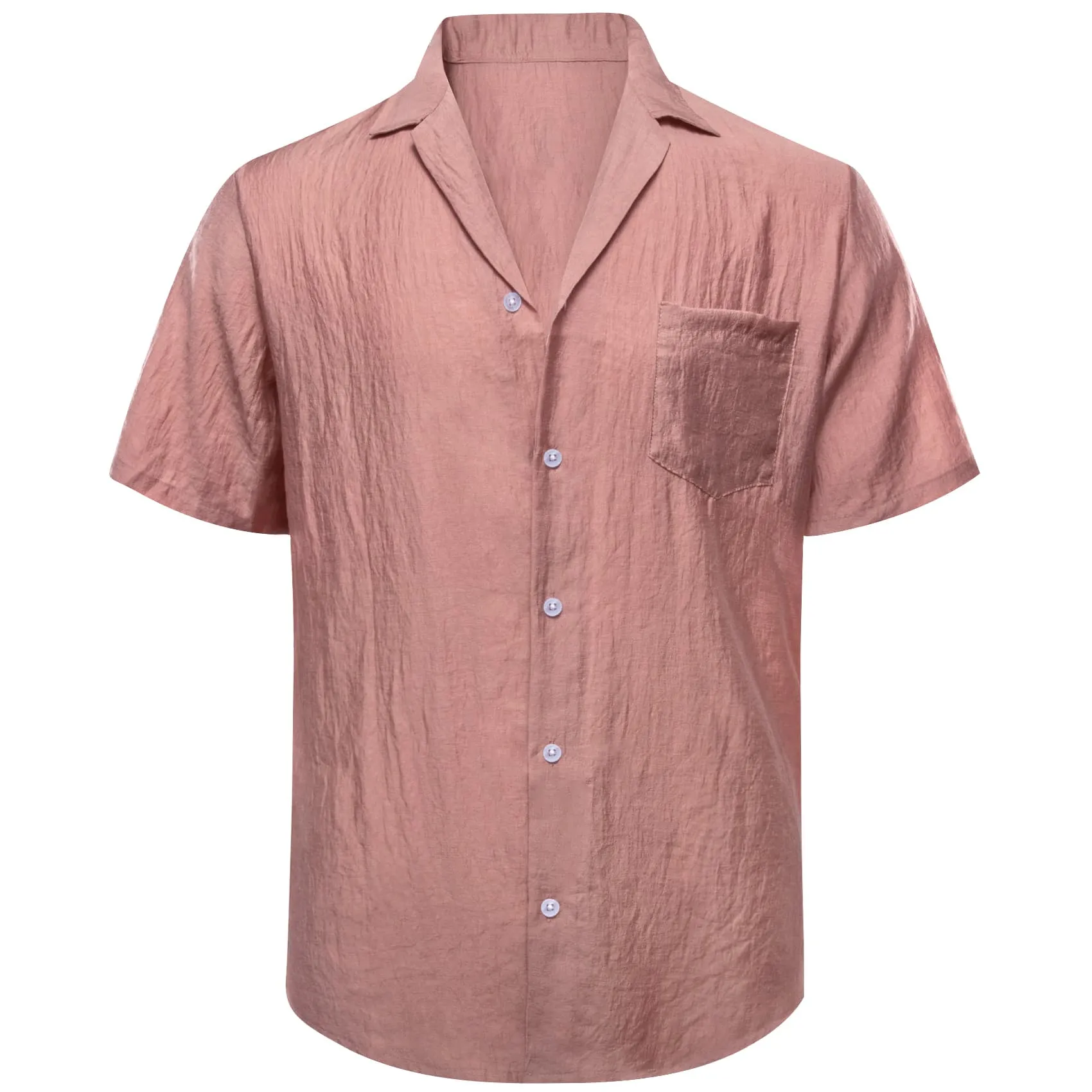 Barry Wang Shirt RosyBrown Pink Solid Button Up Short Sleeves Shirt
