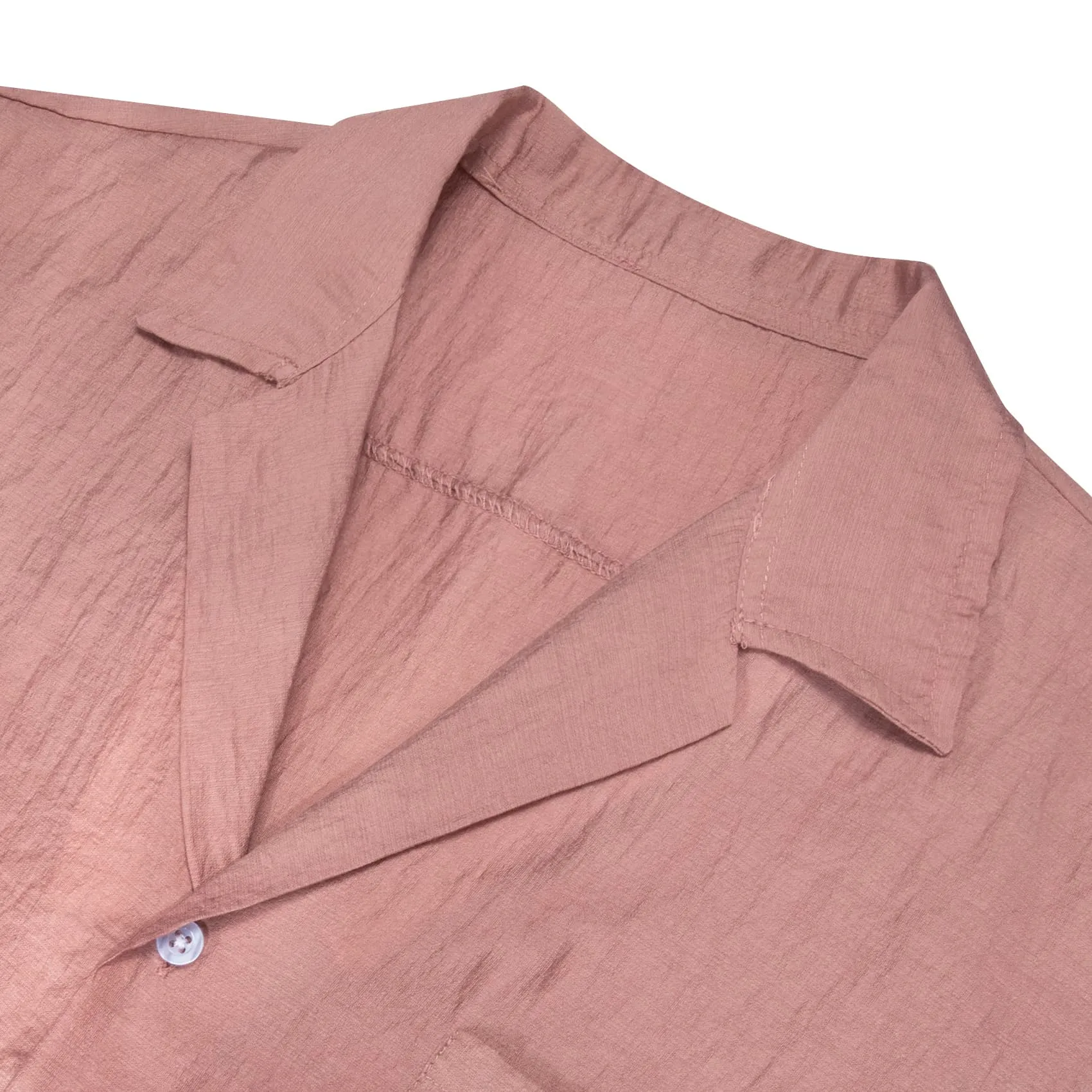 Barry Wang Shirt RosyBrown Pink Solid Button Up Short Sleeves Shirt
