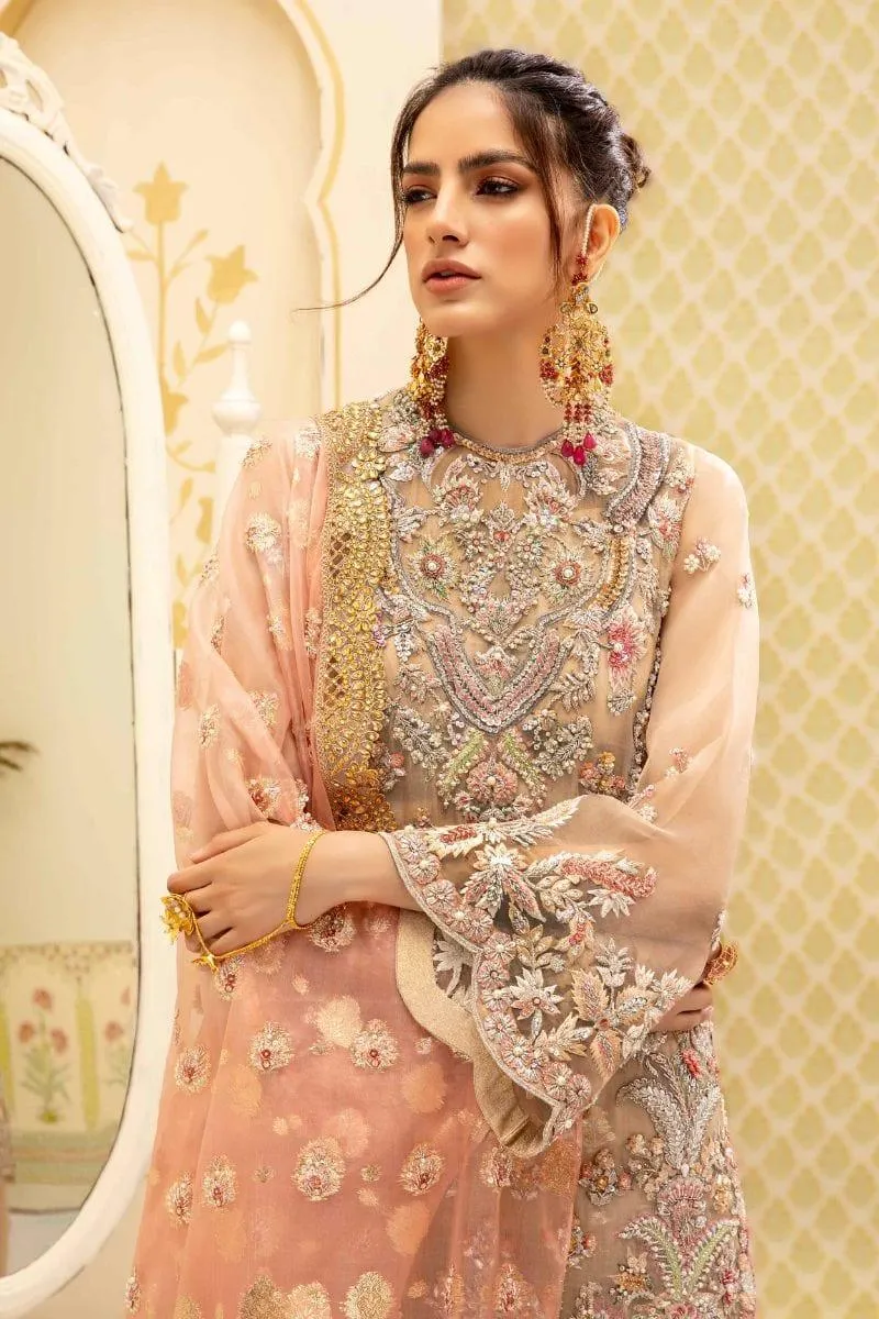 Basit Sipra - S E R E N E L U X E - Organza - Peach Gold - 3 Piece