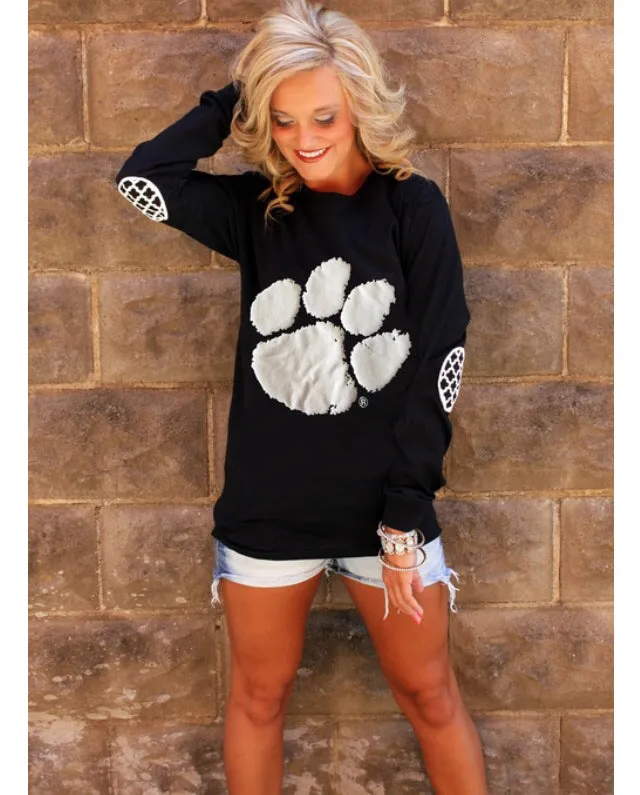 Bear Paw Printing O-Neck Long Sleeve T-shirts
