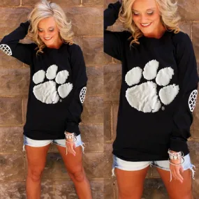 Bear Paw Printing O-Neck Long Sleeve T-shirts