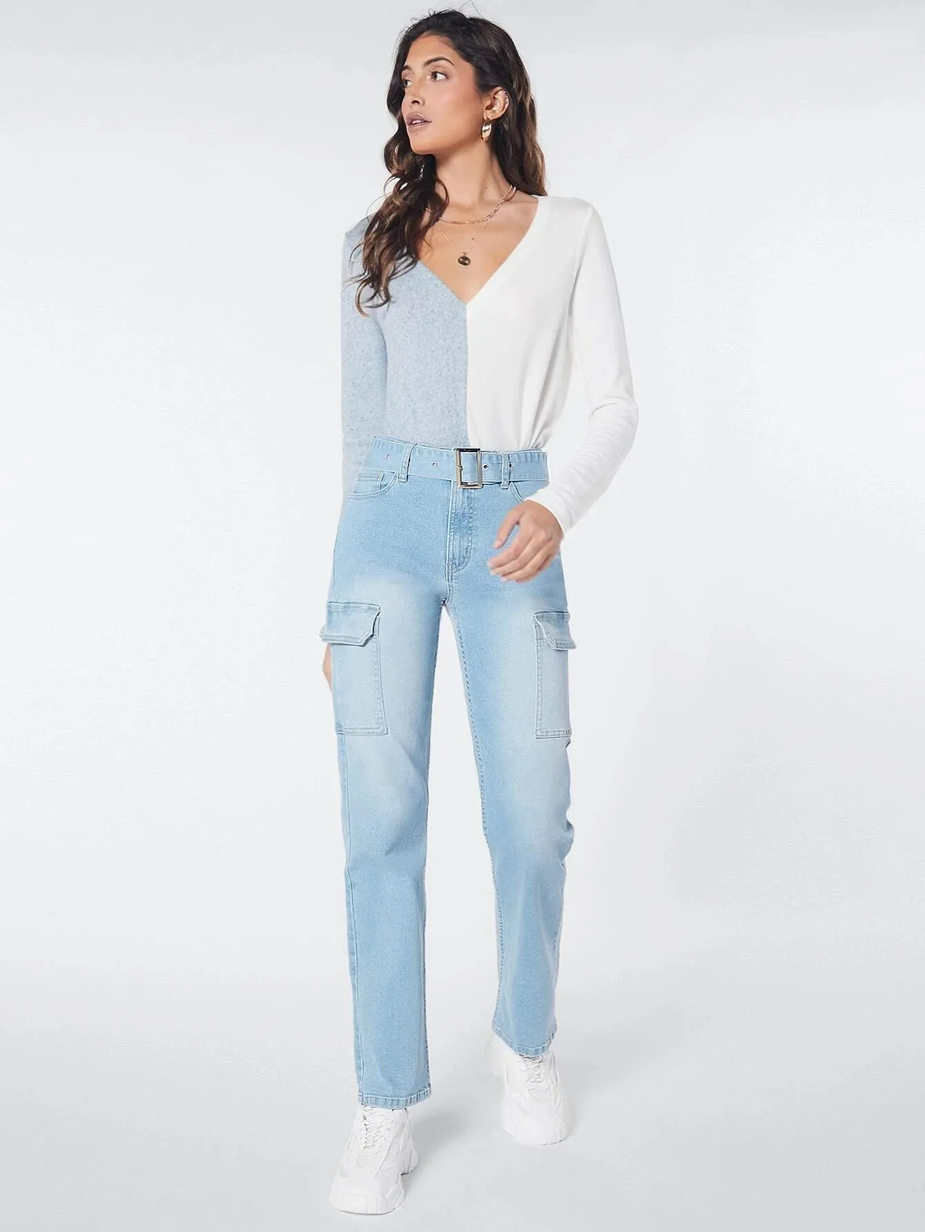 Belted Cargo Jeans