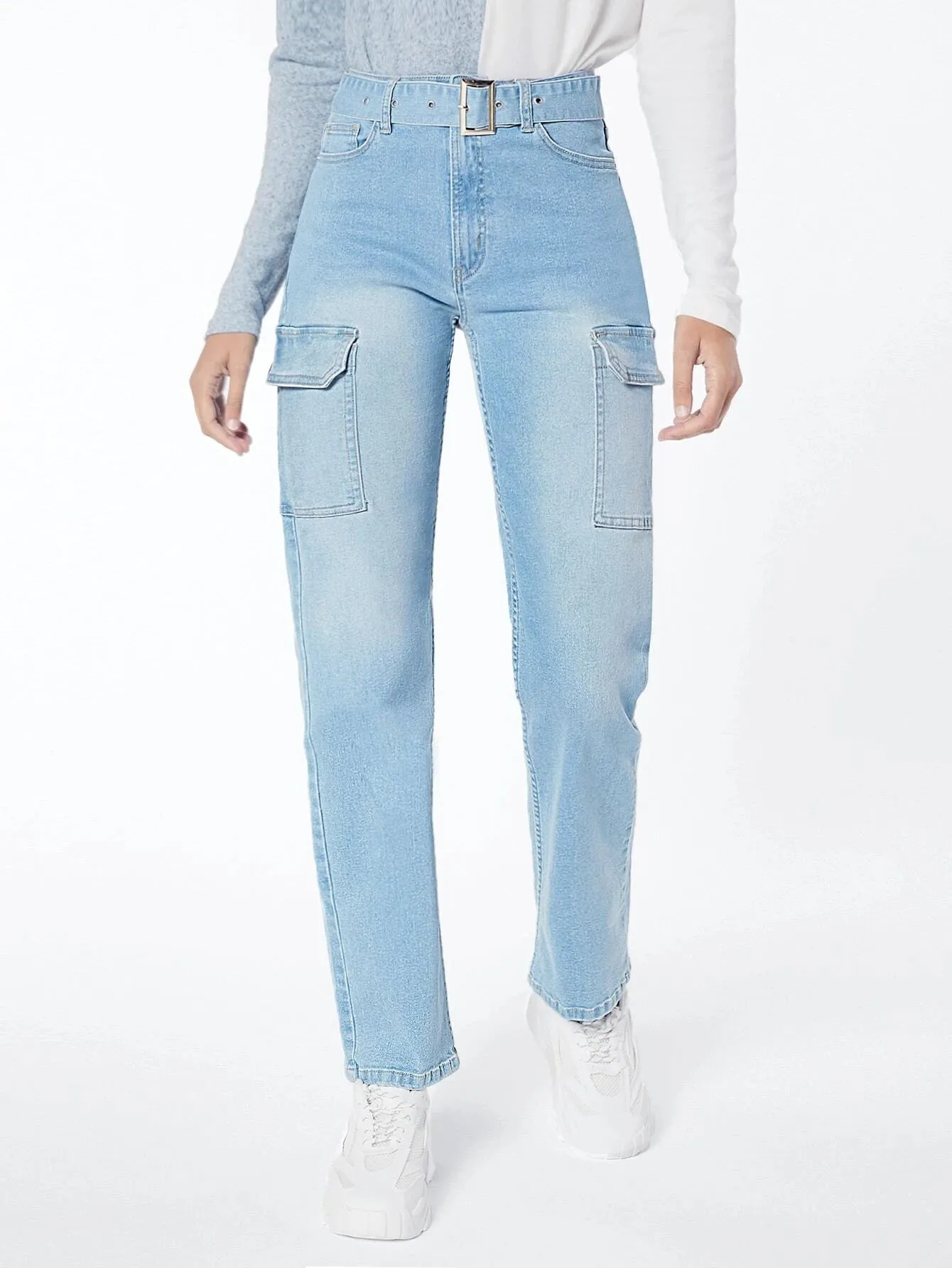 Belted Cargo Jeans