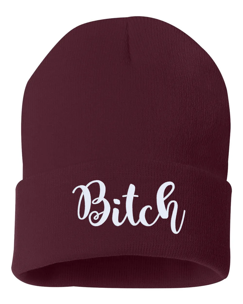 BITCH Embroidered Cuffed Beanie Hat