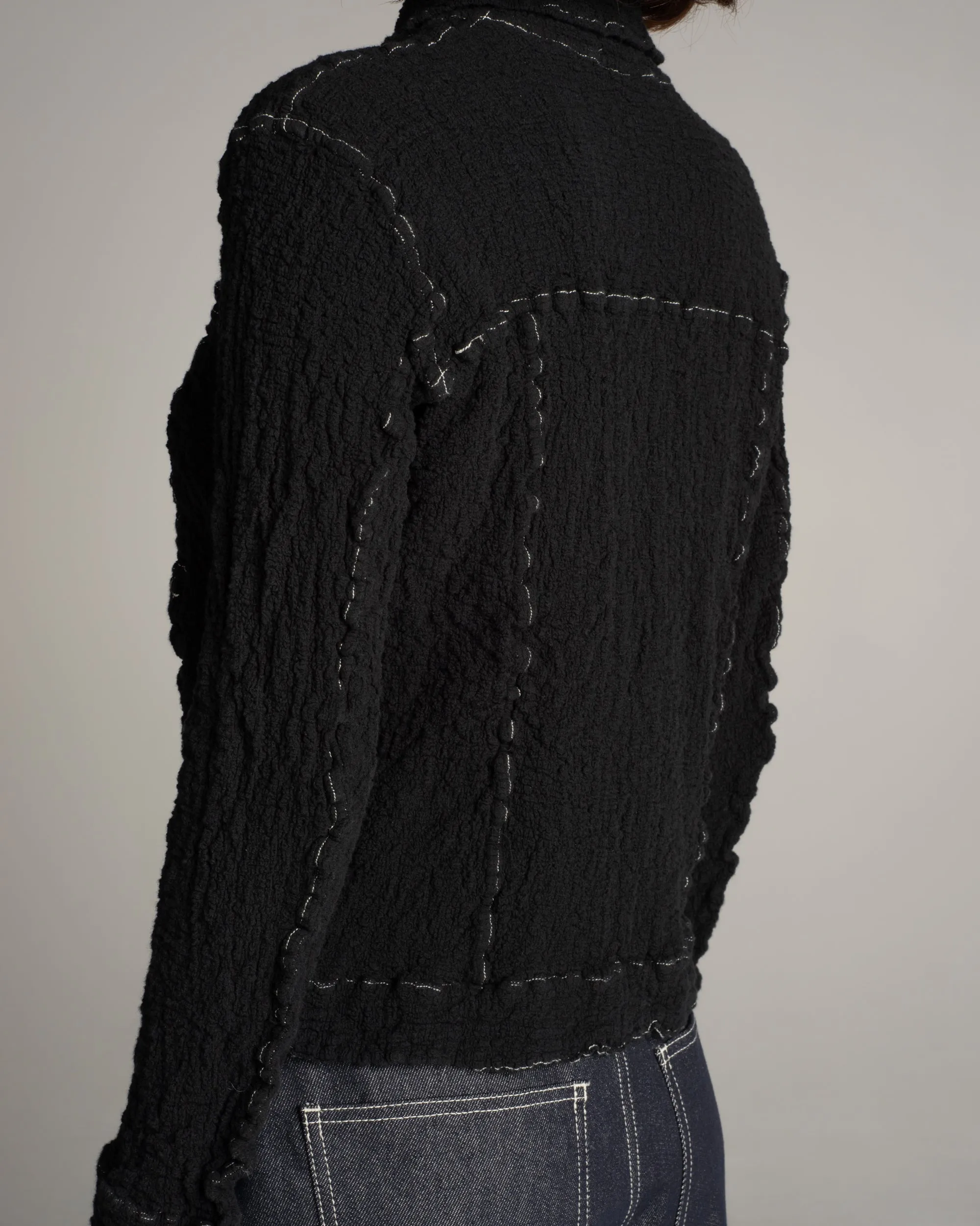 Black Cauliflower Contrast Stich Jacket