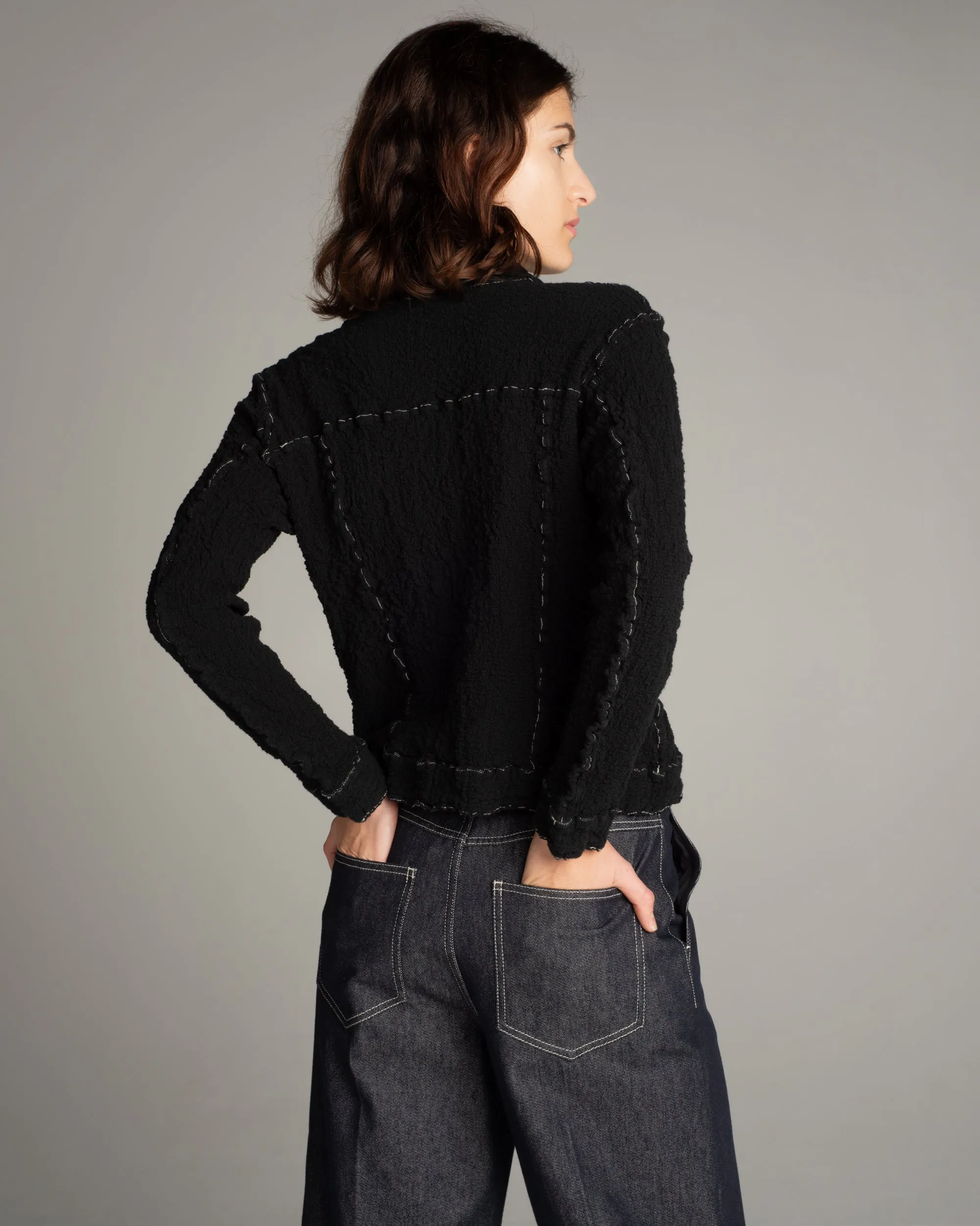 Black Cauliflower Contrast Stich Jacket