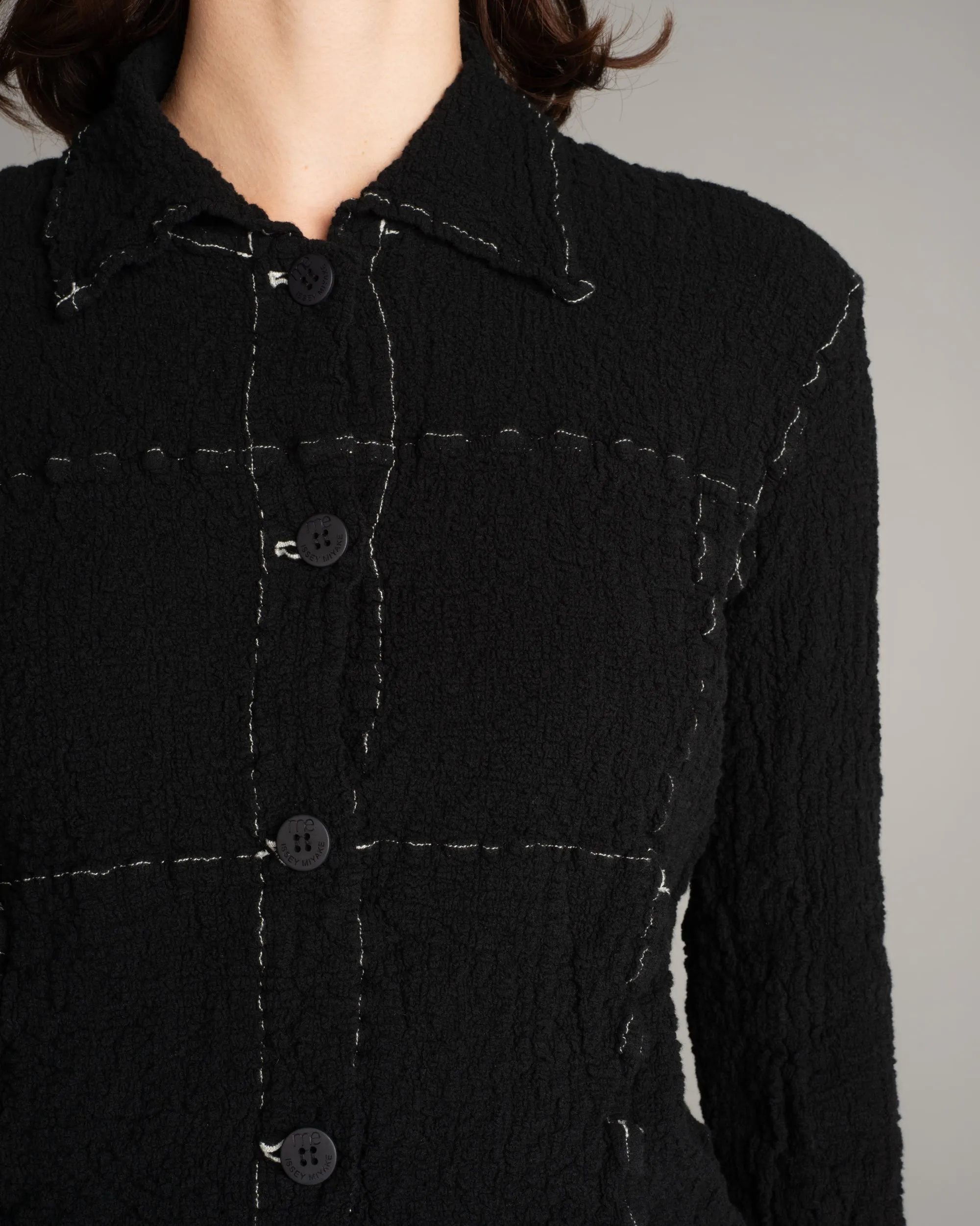 Black Cauliflower Contrast Stich Jacket