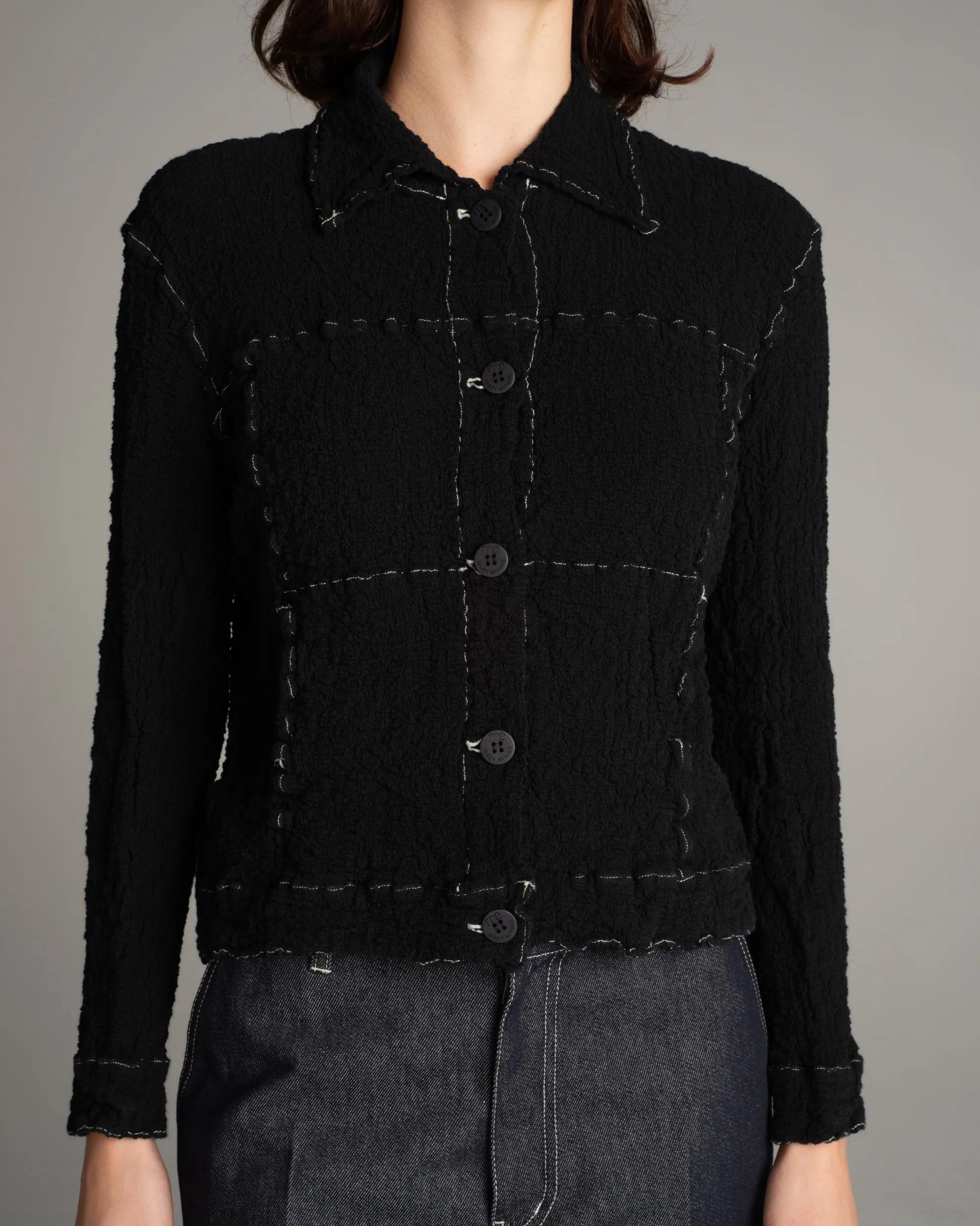 Black Cauliflower Contrast Stich Jacket