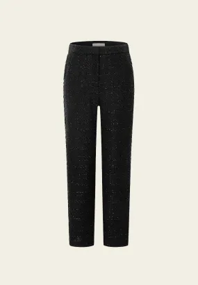 Black Lurex Tweed Straight-leg Trousers