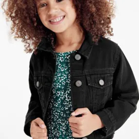 Black Raw Edge Cropped Western Jacket (3-12yrs)