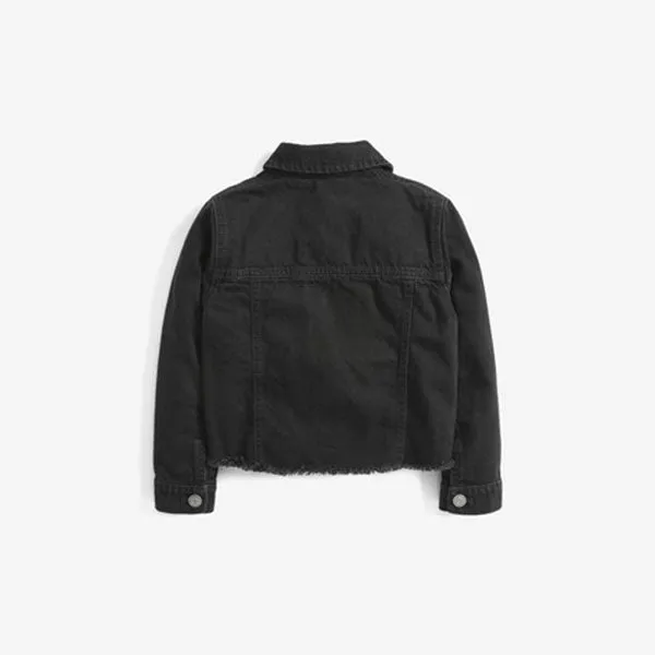 Black Raw Edge Cropped Western Jacket (3-12yrs)