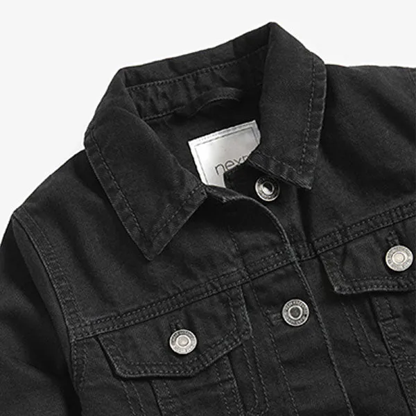 Black Raw Edge Cropped Western Jacket (3-12yrs)