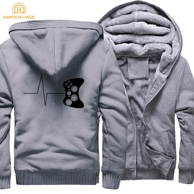 Black Solid Video Game Zipper Fleece