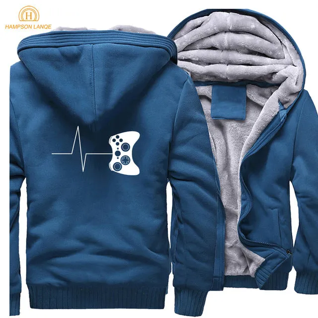 Black Solid Video Game Zipper Fleece