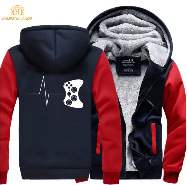 Black Solid Video Game Zipper Fleece
