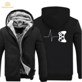 Black Solid Video Game Zipper Fleece