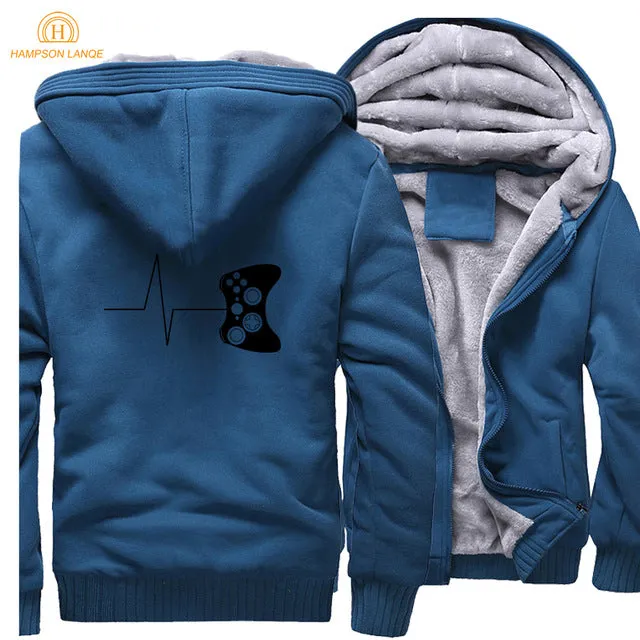 Black Solid Video Game Zipper Fleece