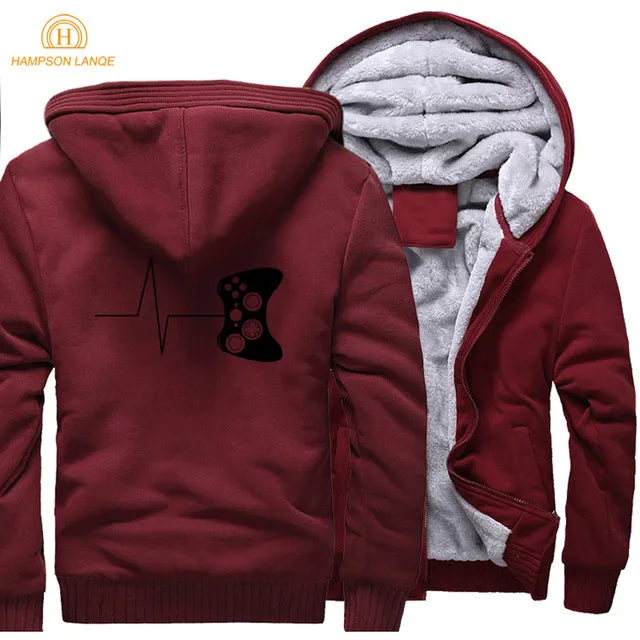 Black Solid Video Game Zipper Fleece