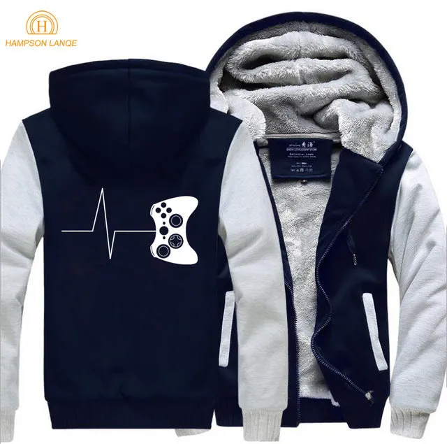 Black Solid Video Game Zipper Fleece