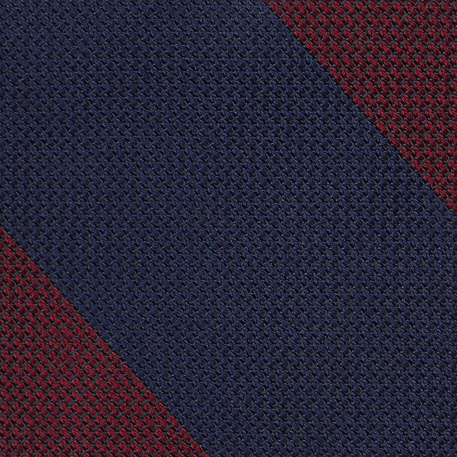Block Stripe Grenadine / Garza Fina Bespoke Tie - Navy / Burgundy