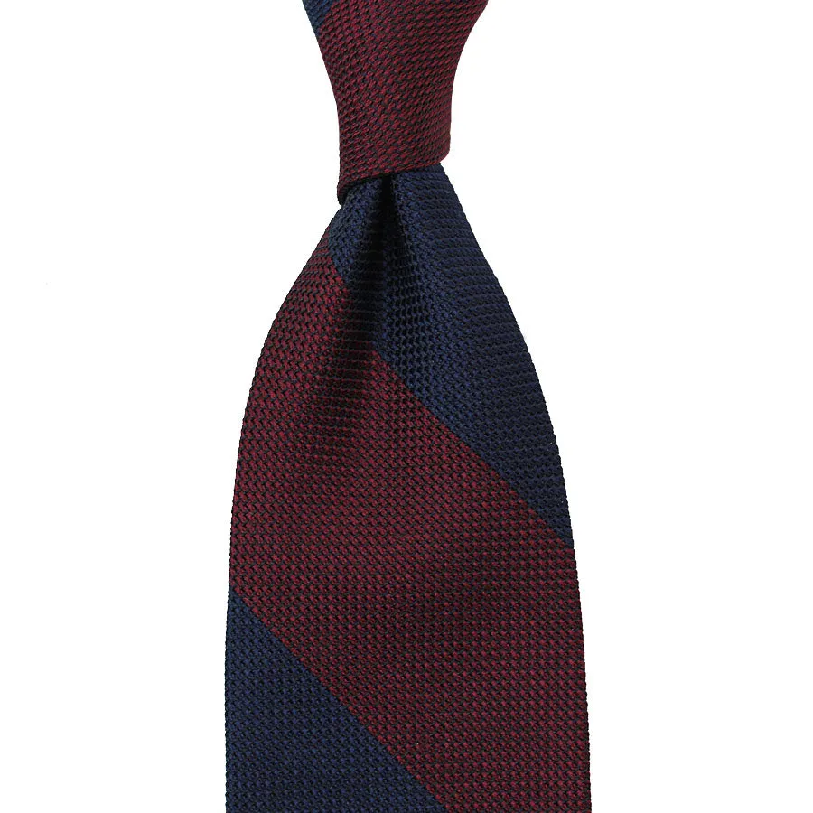 Block Stripe Grenadine / Garza Fina Bespoke Tie - Navy / Burgundy