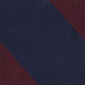 Block Stripe Grenadine / Garza Fina Bespoke Tie - Navy / Burgundy