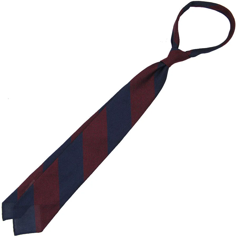 Block Stripe Grenadine / Garza Fina Bespoke Tie - Navy / Burgundy