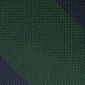Block Stripe Grenadine / Garza Fina Bespoke Tie - Navy / Forest Green