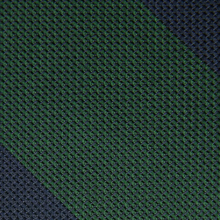 Block Stripe Grenadine / Garza Fina Bespoke Tie - Navy / Forest Green