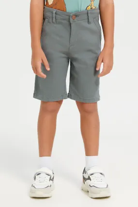 Boys Grey Plain Chino Shorts