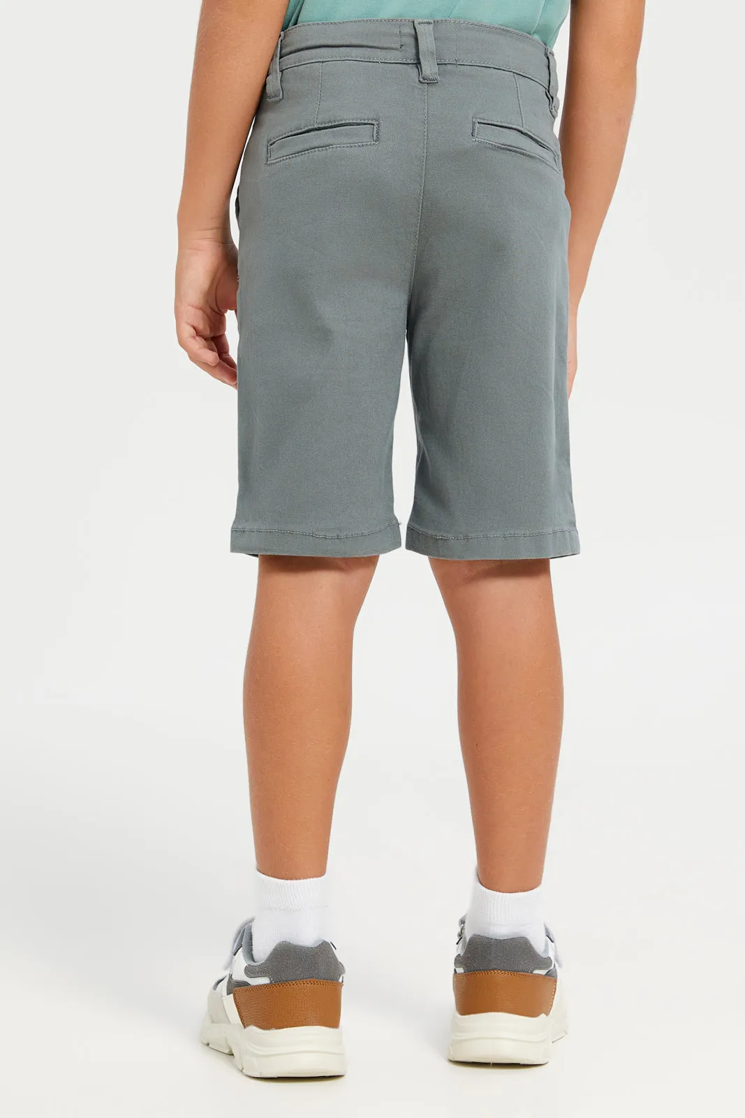 Boys Grey Plain Chino Shorts