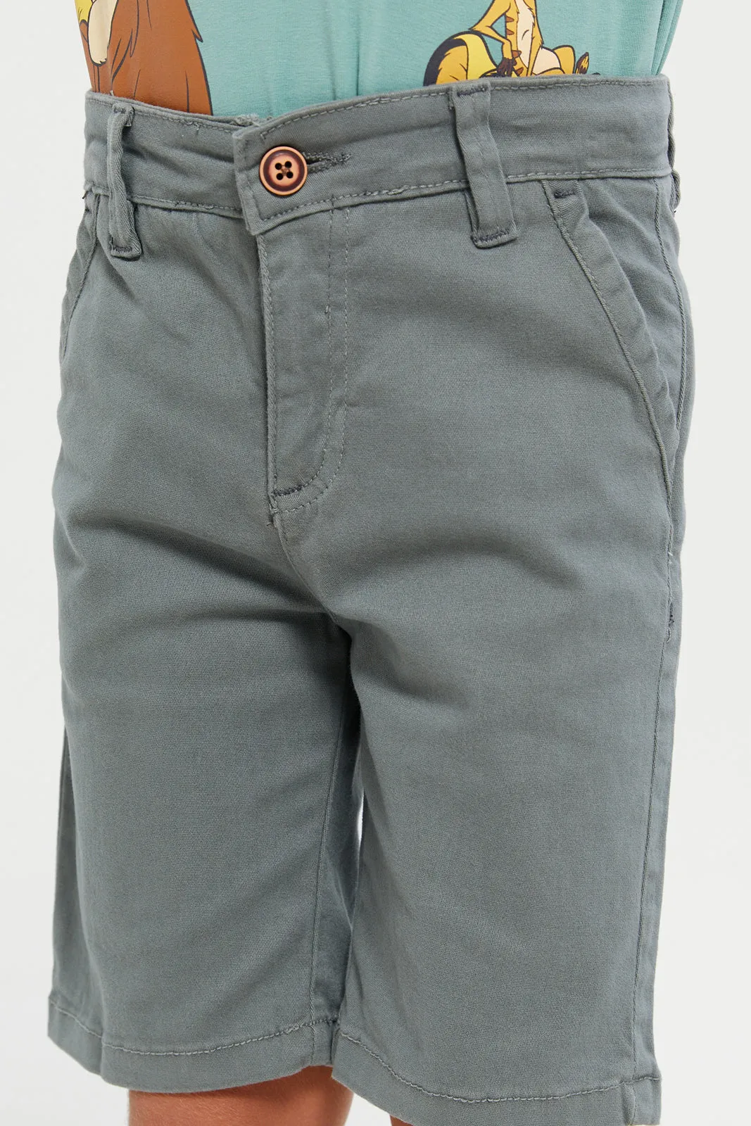 Boys Grey Plain Chino Shorts