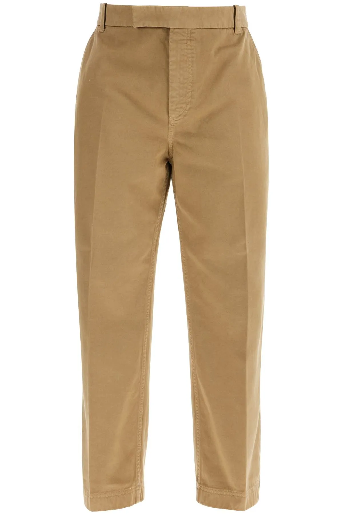 camel cotton chino pants with tricolor ribbon MTU335W F0576 CAMEL