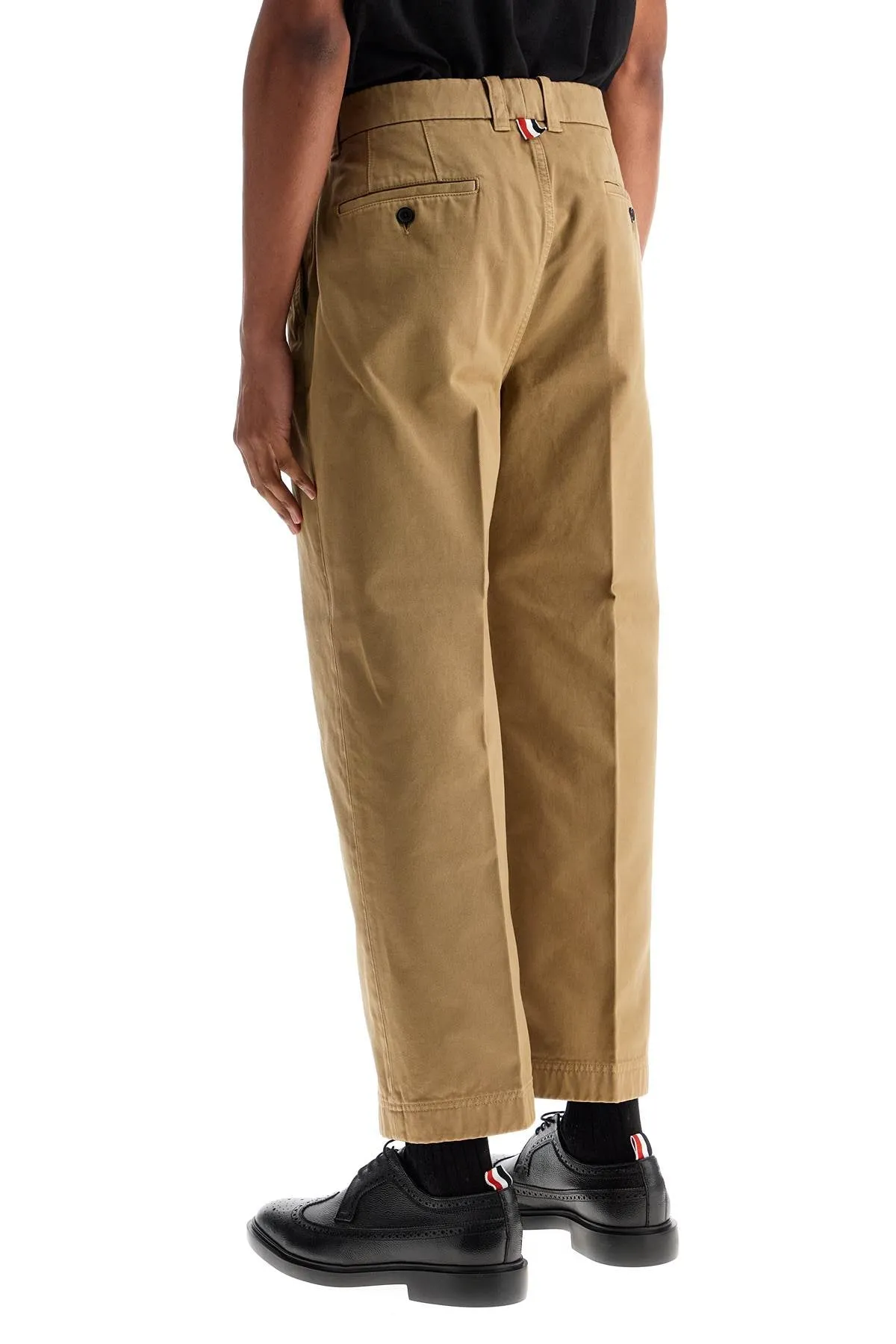 camel cotton chino pants with tricolor ribbon MTU335W F0576 CAMEL