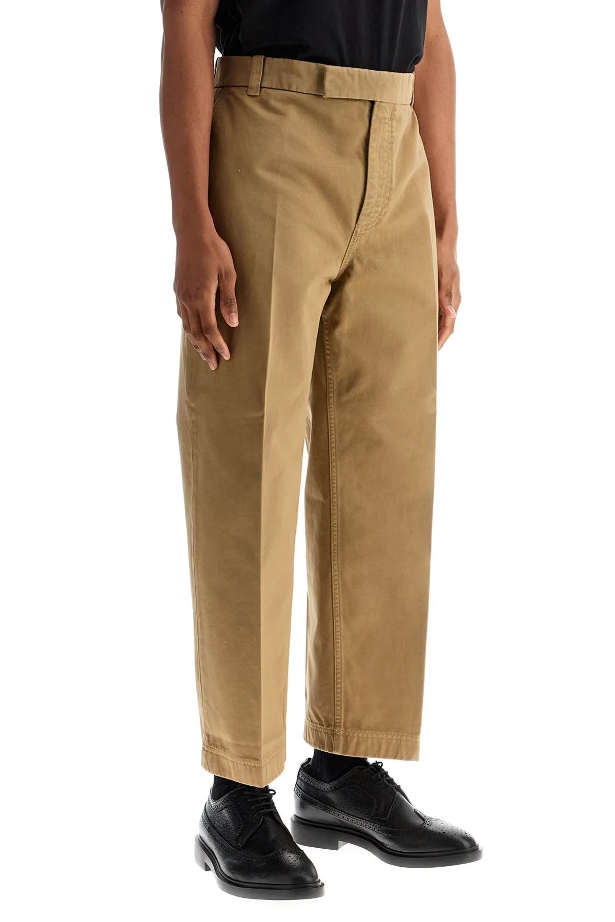 camel cotton chino pants with tricolor ribbon MTU335W F0576 CAMEL
