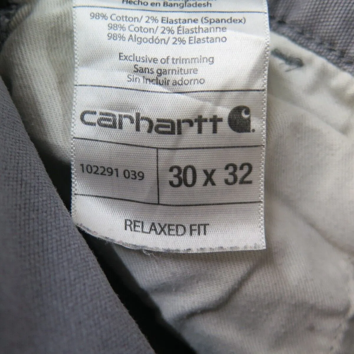 Carhartt Pant Mens Gray W30XL32 Chino Straight Leg Mid Rise Cotton Workwear Logo