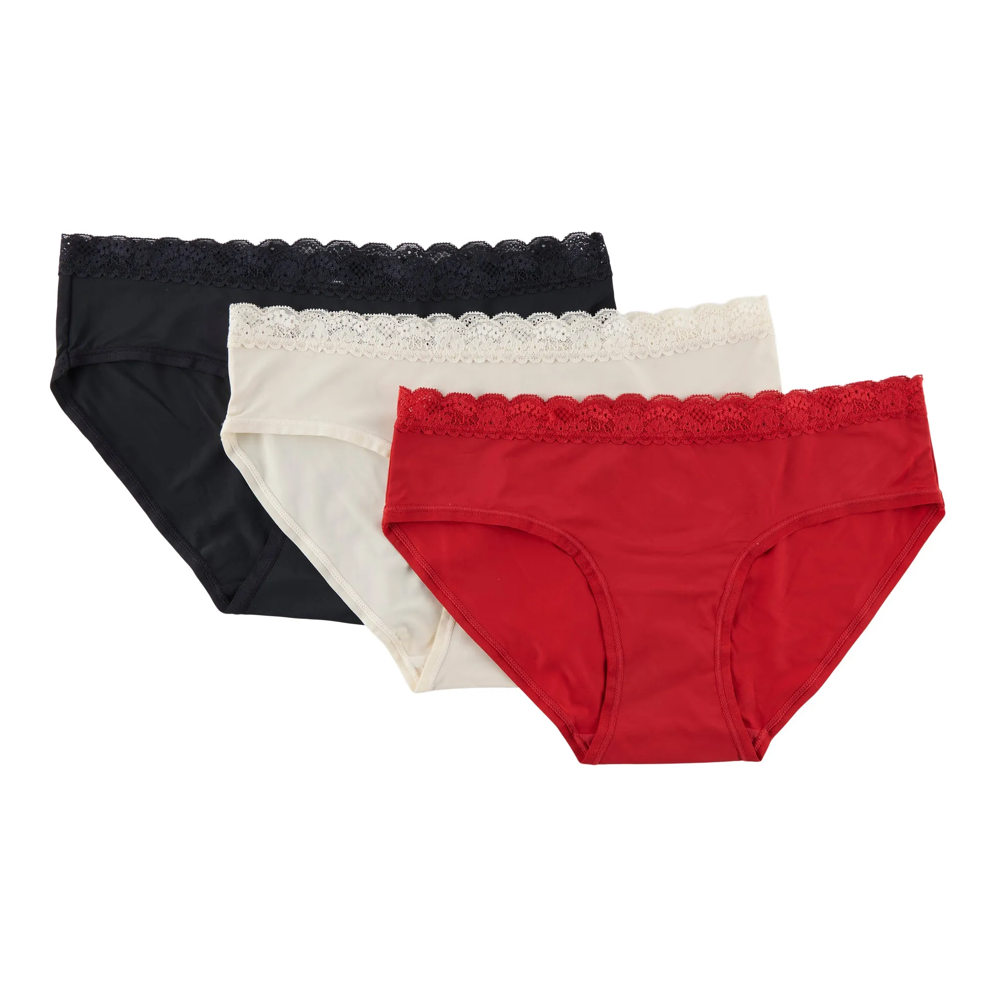 Carisma Women's Micro Lace Hipster Underwear, 3-Pack