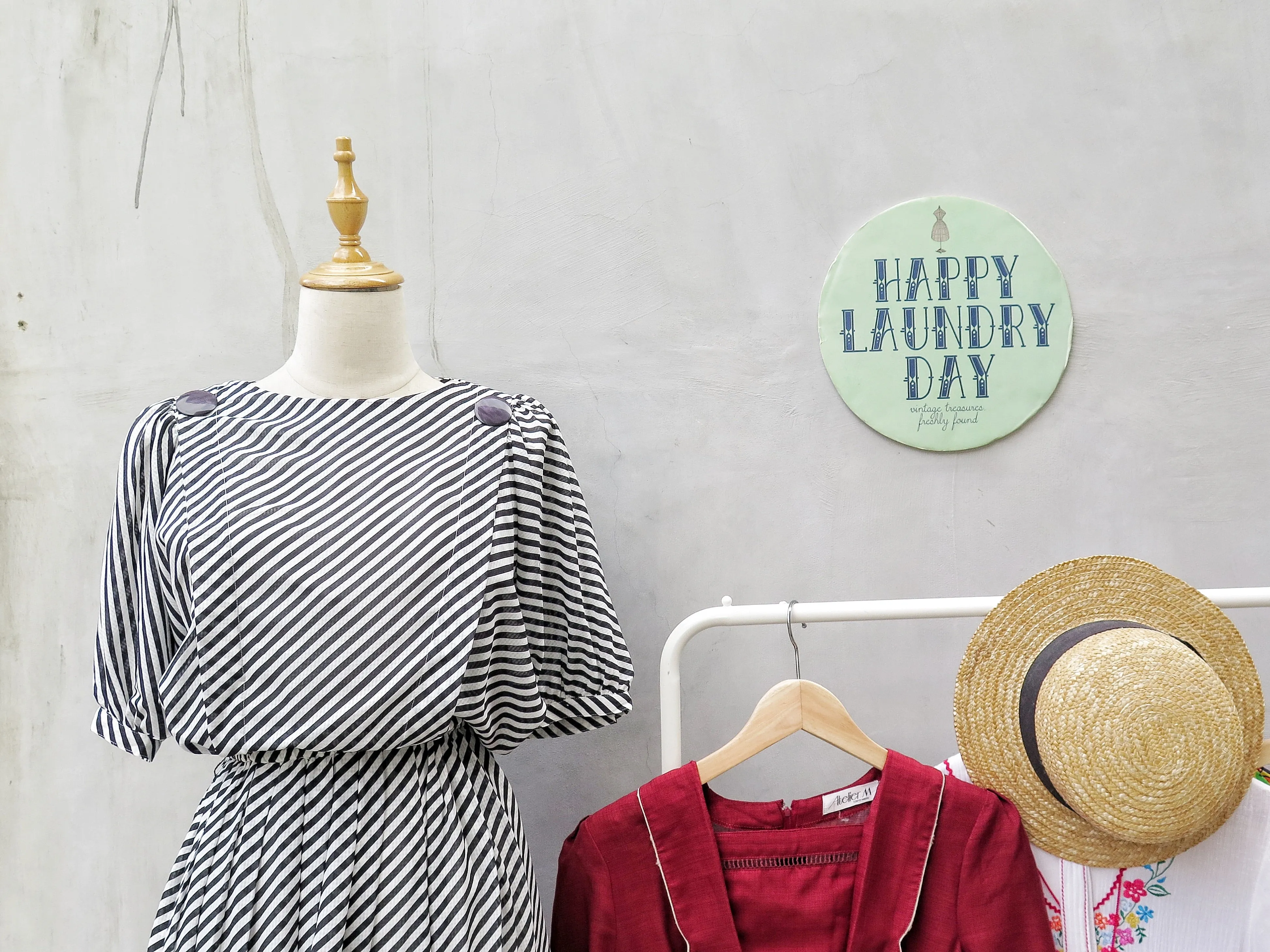 Casabianca | Vintage 1960s 1970scBlack white monochrome diagonal stripes dress with big black buttons