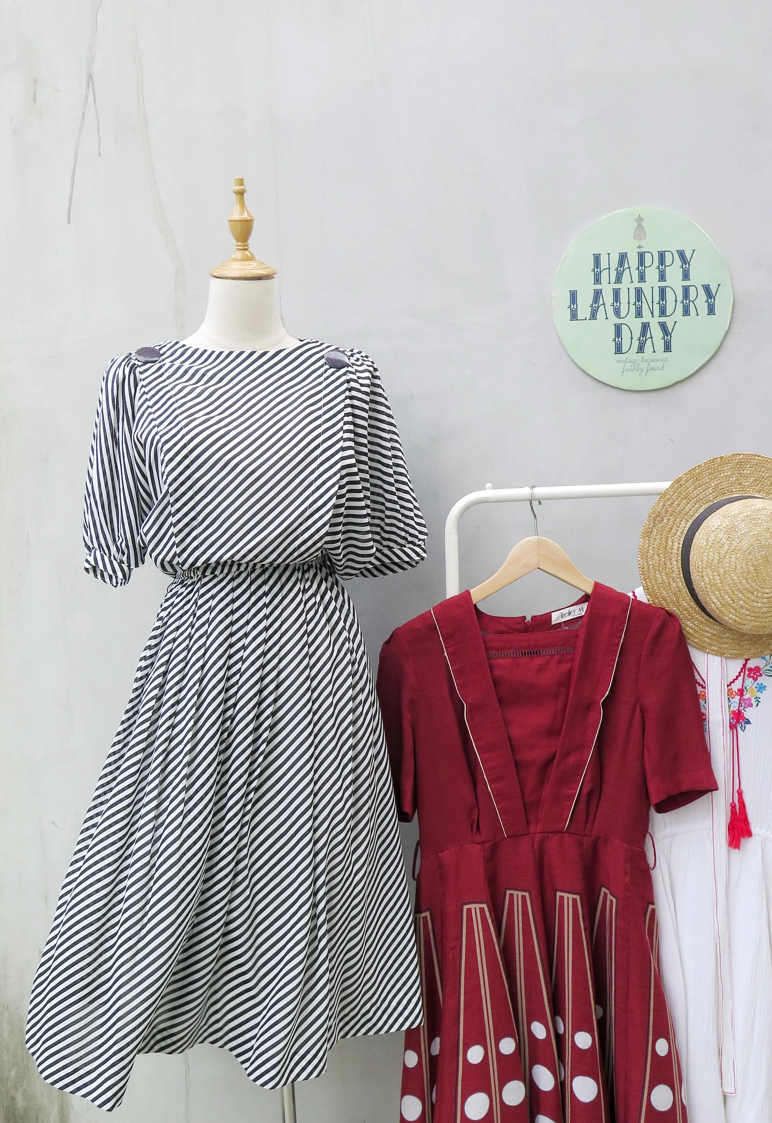 Casabianca | Vintage 1960s 1970scBlack white monochrome diagonal stripes dress with big black buttons