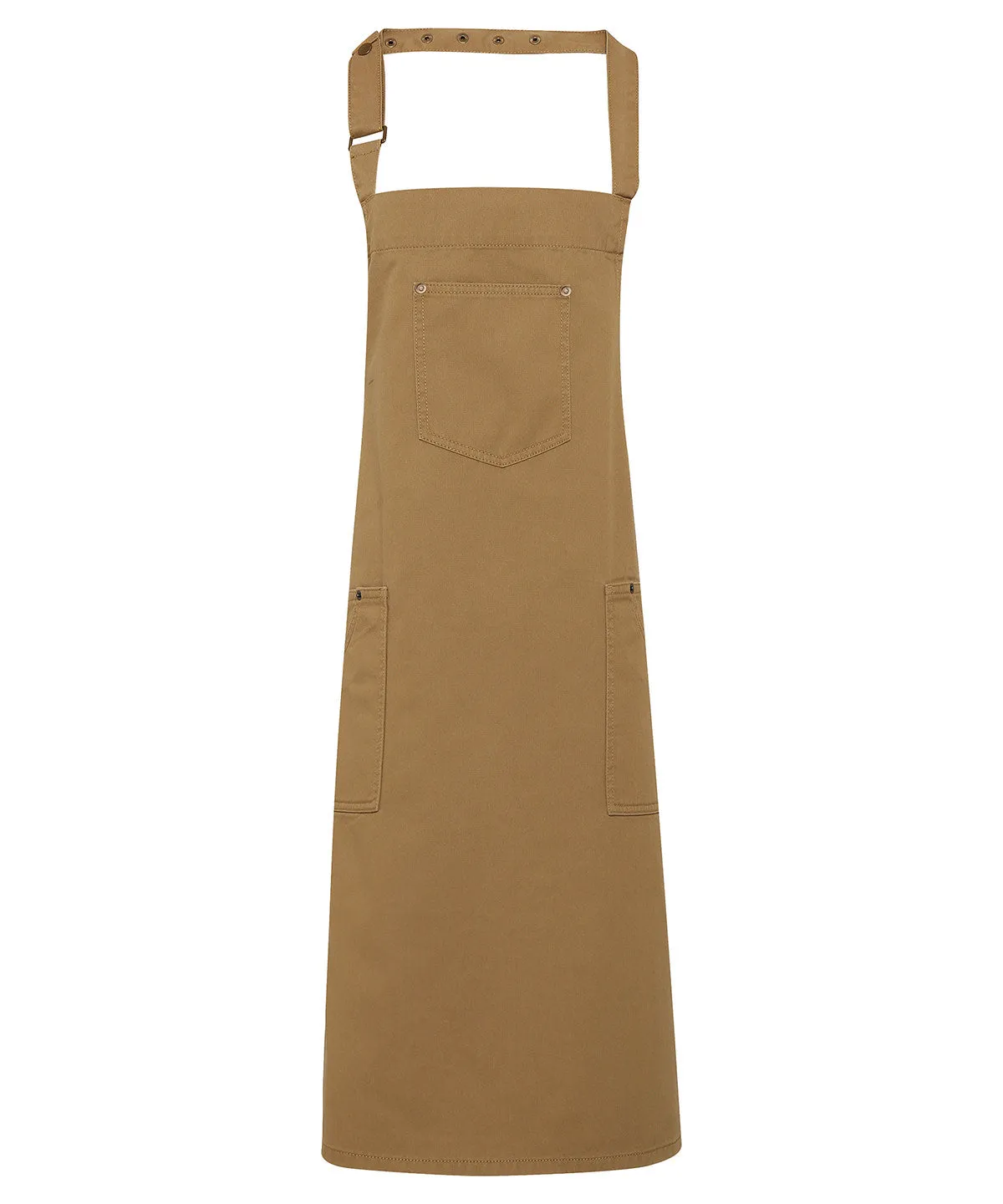 Chino cotton bib apron | Khaki