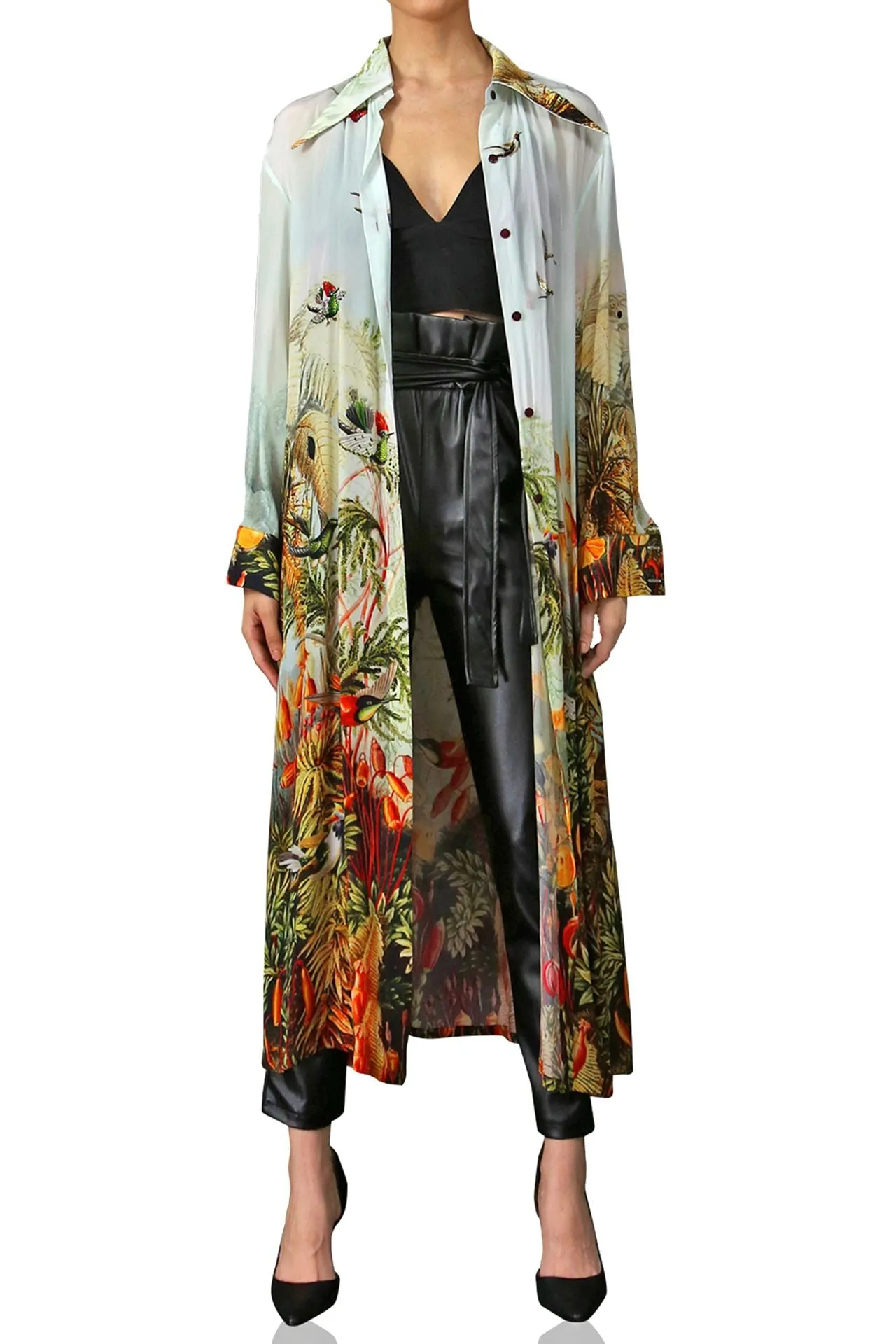 Collar Button Down Shirt Dress -Long
